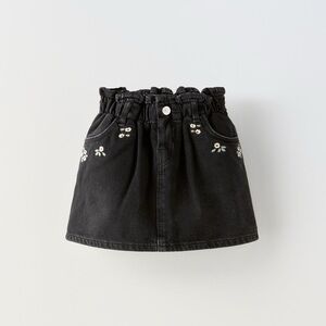 Zara Embroidered Denim Skirt